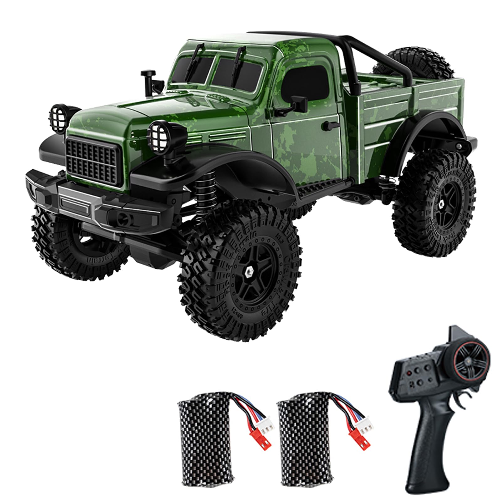 Voiture Télécommandée, 1:18 2,4 GHz Voiture RC Tout-Terrain 4WD Rock Crawler électrique avec lumières LED RC Crawler