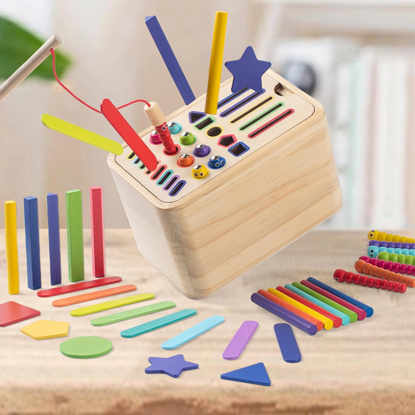 Clasificador De Formas De Pesca Interactivo De Madera Educativo Sensorial