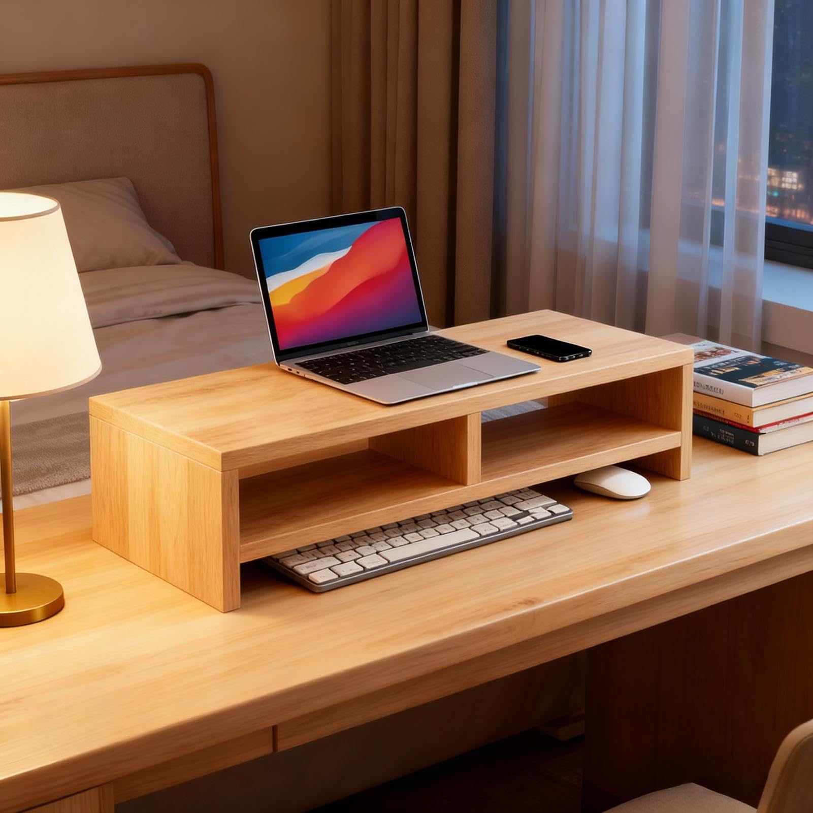 Supporto Monitor Organizzatore Scrivania | Ripiano Da Tavolo Per Monitor Con Spazio Di Archiviazione Per Computer Portatile Elettronica Ufficio Domestico Studio Lavoro