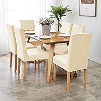 Vista 2 de Fundas elásticas para sillas de comedor, fundas protectoras de asiento extraíbles de terciopelo suave para silla Parson (2, beige)
