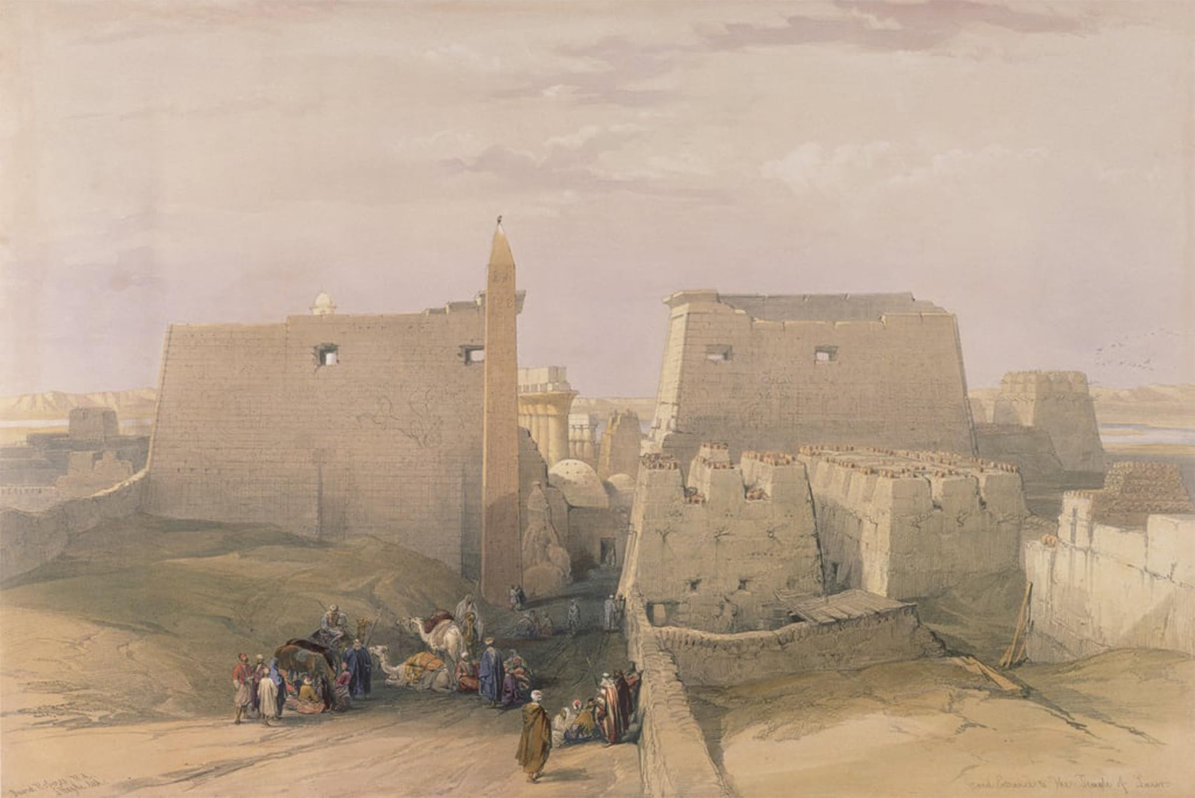 Serendipitp No Frame Vintage Wall Art Canvas Nordic Poster Canvas Print Picture Grand Entrance To The Temple Of Luxor By David Roberts Wall Art Poster For Home Decor 60X90cm