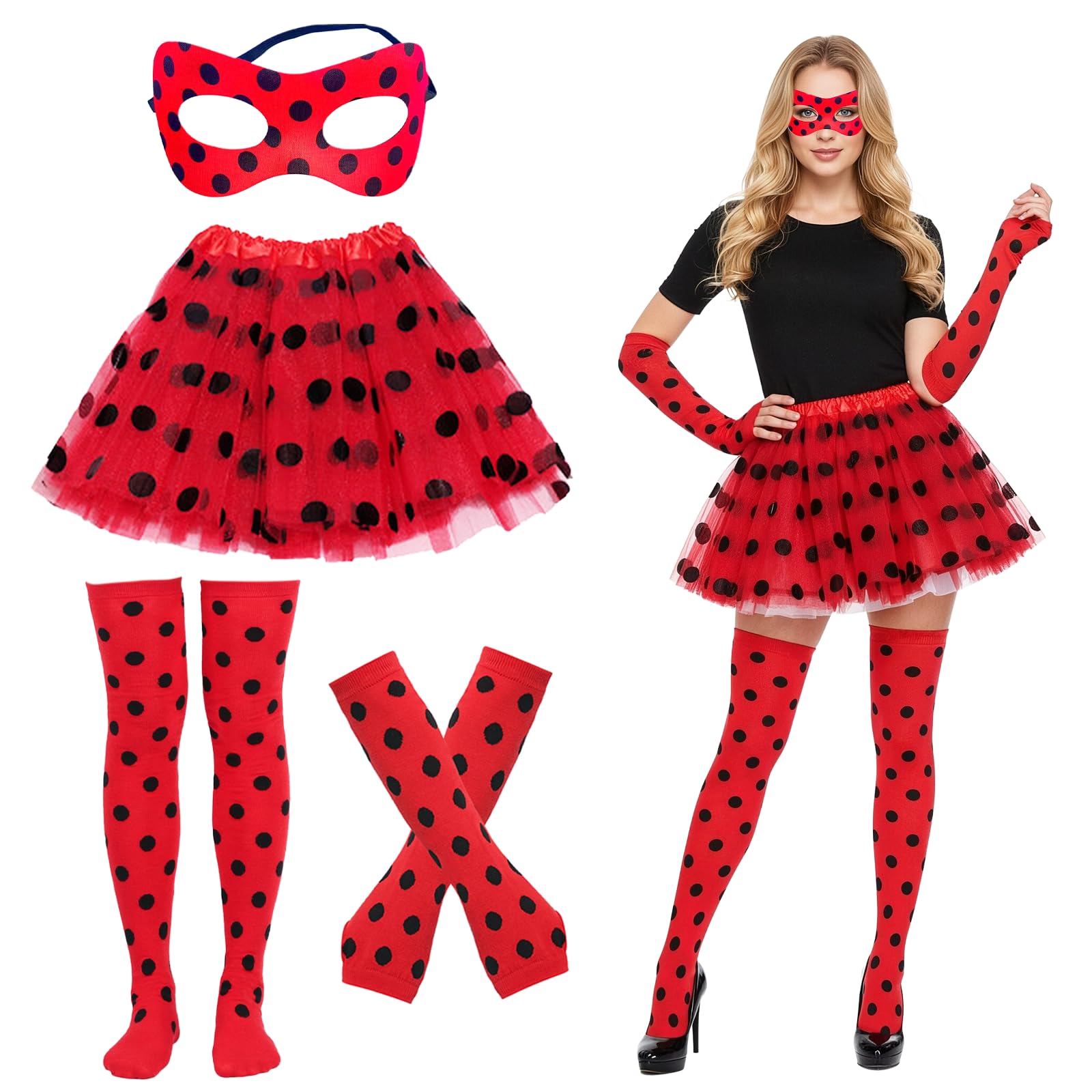 Xerteam Ladybird Costume Accessories Set for Girls Adult Ladybird Tutu Outfit Set