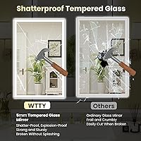 Vista 187 de WTTY LED Bathroom Mirror 32"x32" with Backlit and Front Light,Stepless Dimmable LED Mirror for Bathroom,Anti-Fog Lighted Bathroom Vanity Mirror