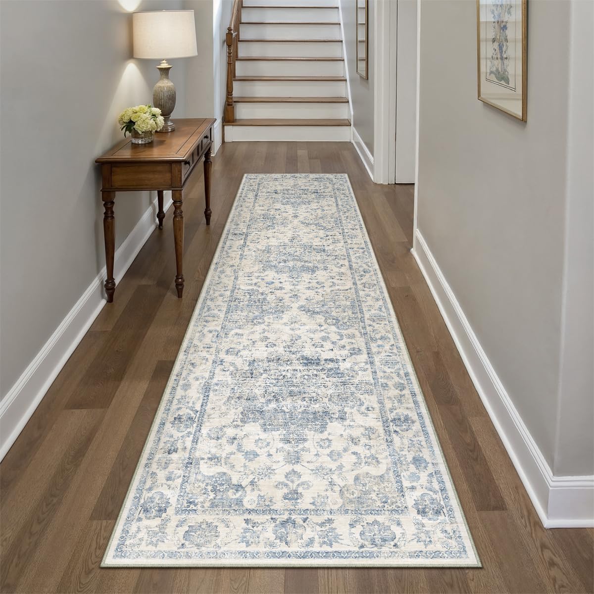 2x8 Blue Neutral Runner Rug