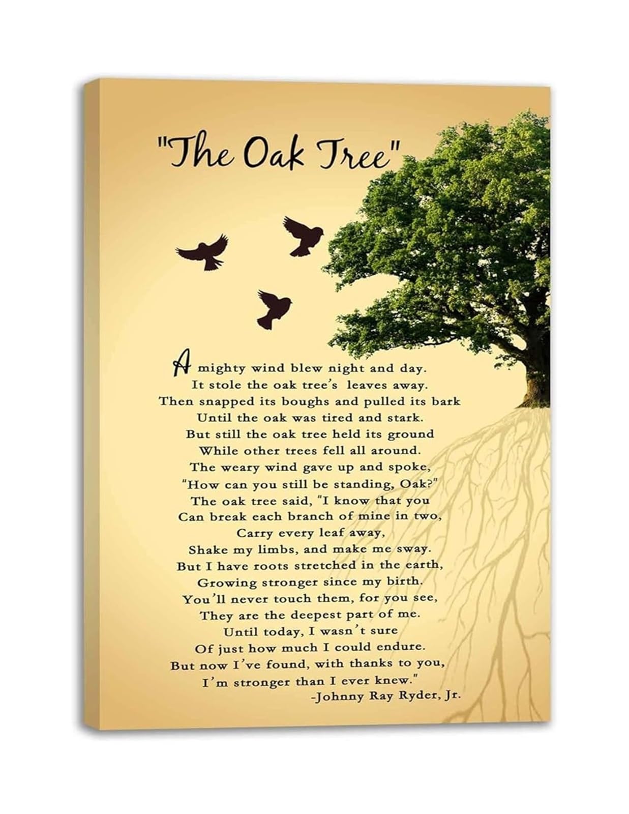 ZDVHOMCB Oak Tree Inspirational Quote Canvas Print Motivational Wall-Art Nature Themed Poetic Saying Modern Decor for Home Office Unframed,16x24inch(40x60cm)