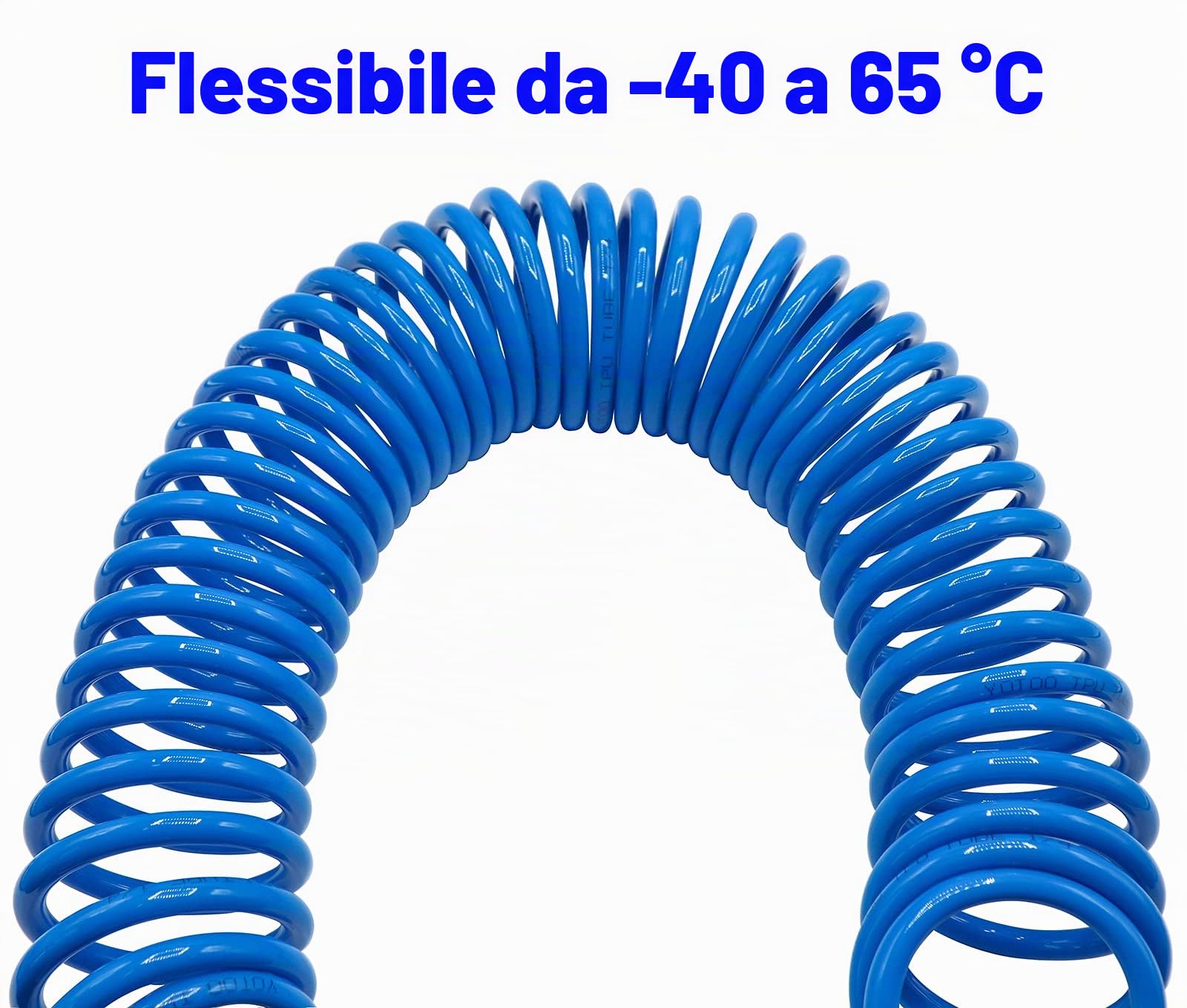 YOTOO Tubo flessibile per compressore d'aria in poliuretano, 10 m, 6 mm x 9,5 mm, limitatore piegatura, accoppiatore rapido, 1/4" blu
