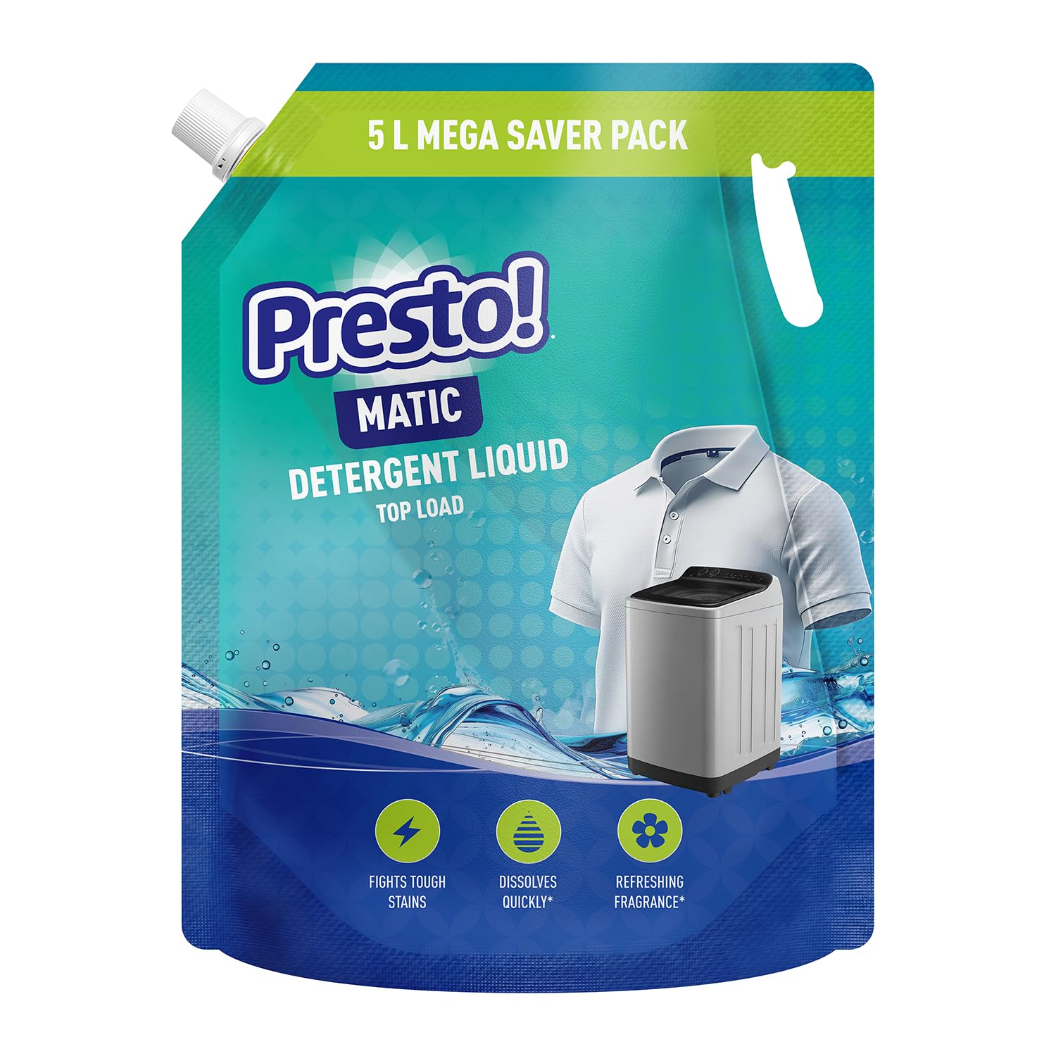 Amazon Brand - Presto! Matic Top Load Liquid Detergent Refill Pack 5L | Floral Scent | Intense Cleaning for Top Load Washing Machines-image-37