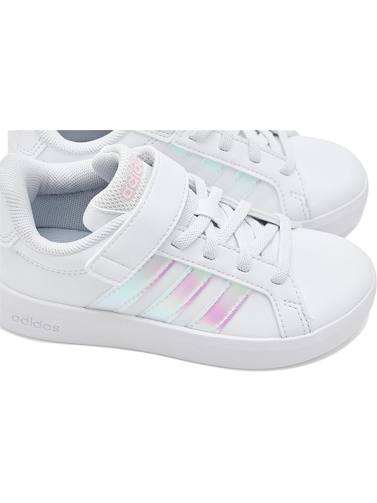 White adidas Grand Court 3.0 El Shoes (Little Kid)