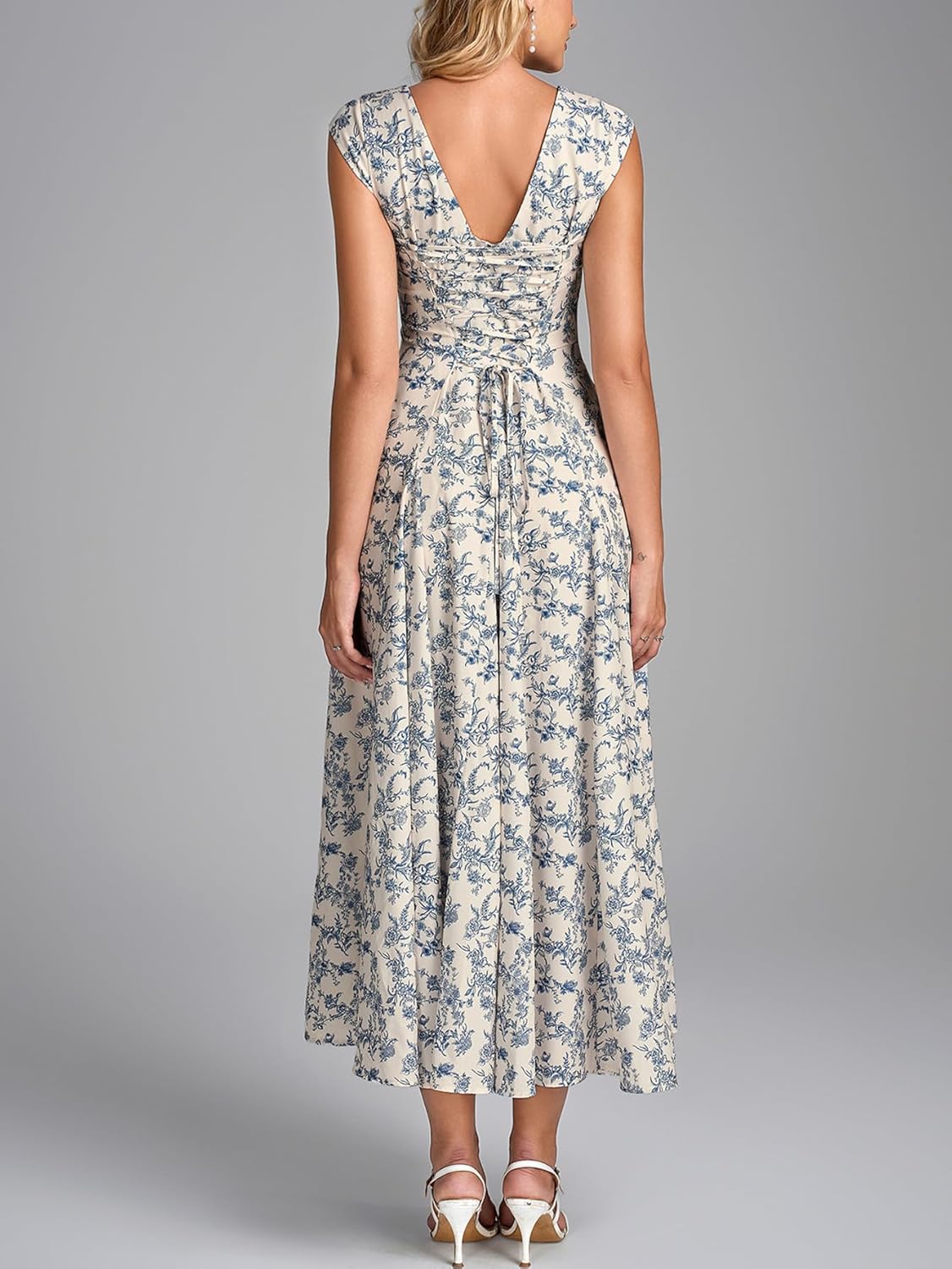 Auraxe Corset Midi Dress Summer Spring Casual Flowy A Line Square Neck Wedding Guest Dresses for Women with Pockets 2026 - Image 2