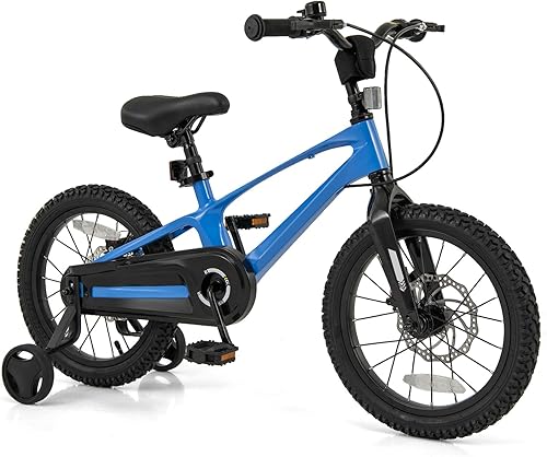 Miniatura 13 de BABY JOY Bicicleta para niños, bicicleta deportiva de aleación ligera de 16 pulgadas con frenos de disco dual, ruedas de entrenamiento, suspensión