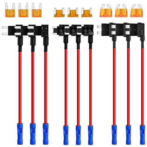 MuHize Kit de mini fusible para grifos  Adaptadores de circuito adicionales de perfil pequeño, mini y de perfil bajo, añade un fusible para coches,