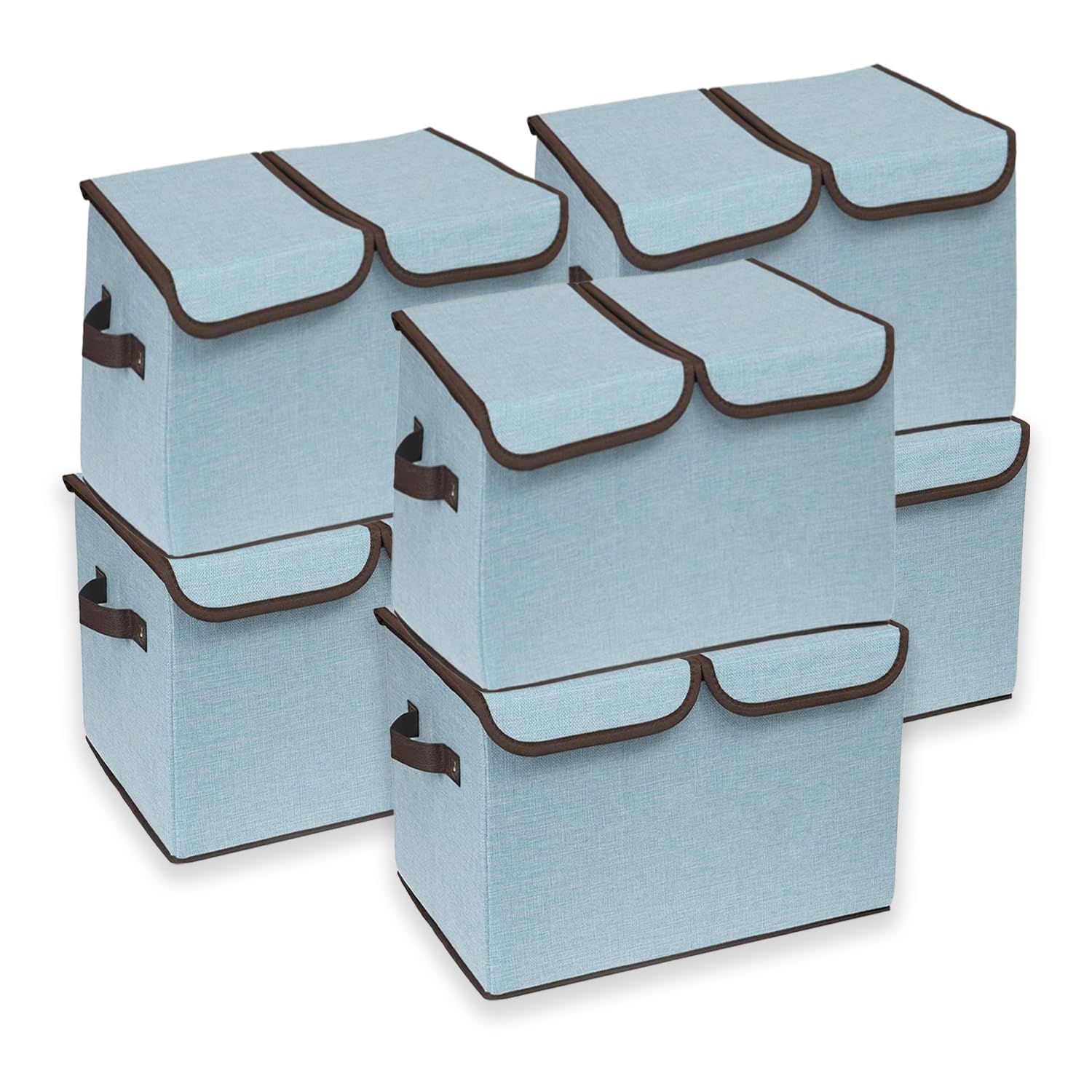 Kuber Industries Double Lid Foldable Storage Box|Toys Storage Bin|Wardrobe Organizer For Clothes|Front Handle & Stackable Pack Of-6 (Blue) (B0CRNMB3LY) Amazon Price History, Amazon Price Tracker
