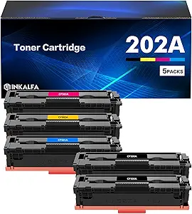 202A 202X Toner Cartridges: Standard Yield 5 Pack Compatible Replacement for HP 202A 202X for HP Color Laserjet Pro MFP M281fdw M281cdw M254dw M254 M281 Series | CF500A CF501A CF502A CF503A