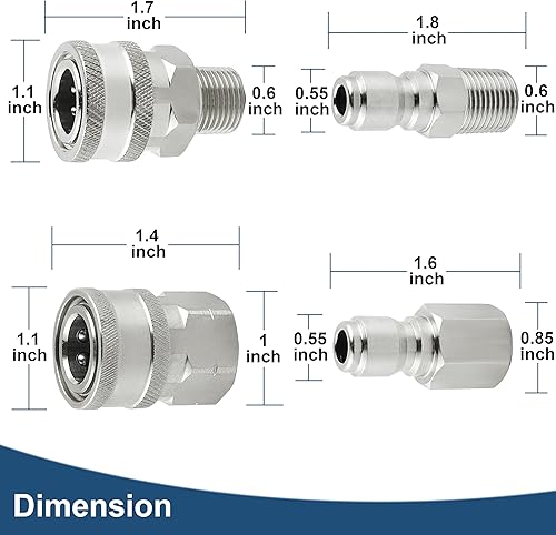 Miniatura 4 de Arandela a presión de conexión rápida de 38 pulgadas, accesorios para lavadora a presión, juego de adaptadores de acero inoxidable, rosca hembra y