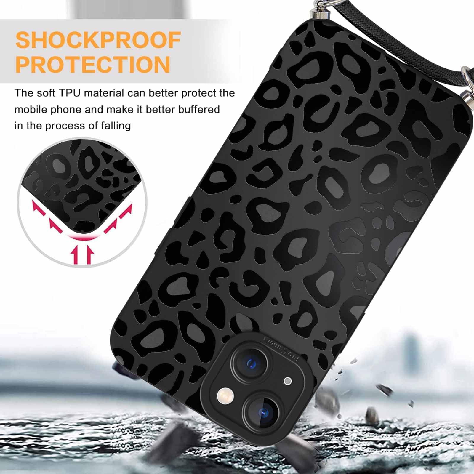 Coalbooliy Custodia Con Cordino Per IPhone 13 Pro Max - Morbida TPU Con Stampa Smile E Tracolla Regolabile In Nylon - 2