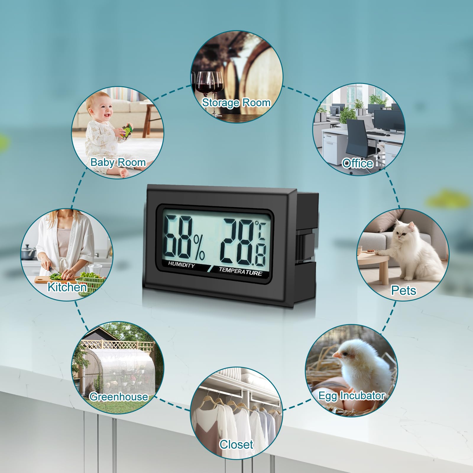 Thermomètre Numérique Intérieur Mini Hygromètre - Écran LCD Pour Bureau, Cuisine, Reptiles, Serre Et Incubateur (Pack De 6)