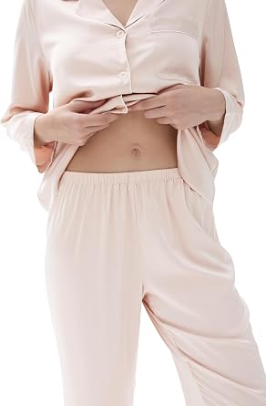 Joyaria Silk Satin Women Pajama Long Sleeve Pj Set Button Down 2 Piece Loungewear Lightweight Breathable Sleepwear S-XXL