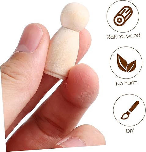 Miniatura 2 de Muñecas de madera sin terminar: paquete de 50 manualidades, juguetes de madera para manualidades, cuerpos de muñeca, figuras de madera para pintura