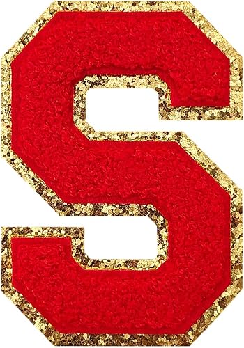 Miniatura 7 de 3 parches de letras de felpilla para planchar de gran tamaño para decoración de disfraces de equipo, altura de 4-12 pulgadas, letra E (borde negro)