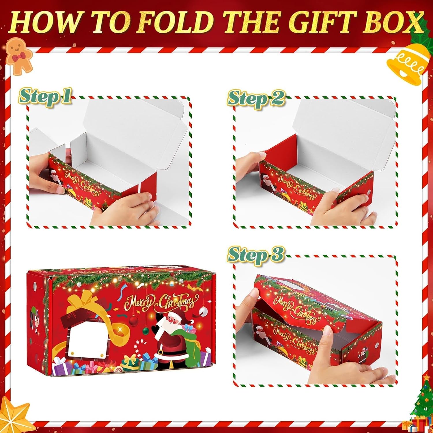WERNNSAI Surprise Gift Box Explosion - Christmas Explosion Gift Boxes with Confetti Money Folding Red Santa Pop-Up Exploding Gift Boxes for Women Men Kids Holiday Christmas Party Supplies 8 Bounces