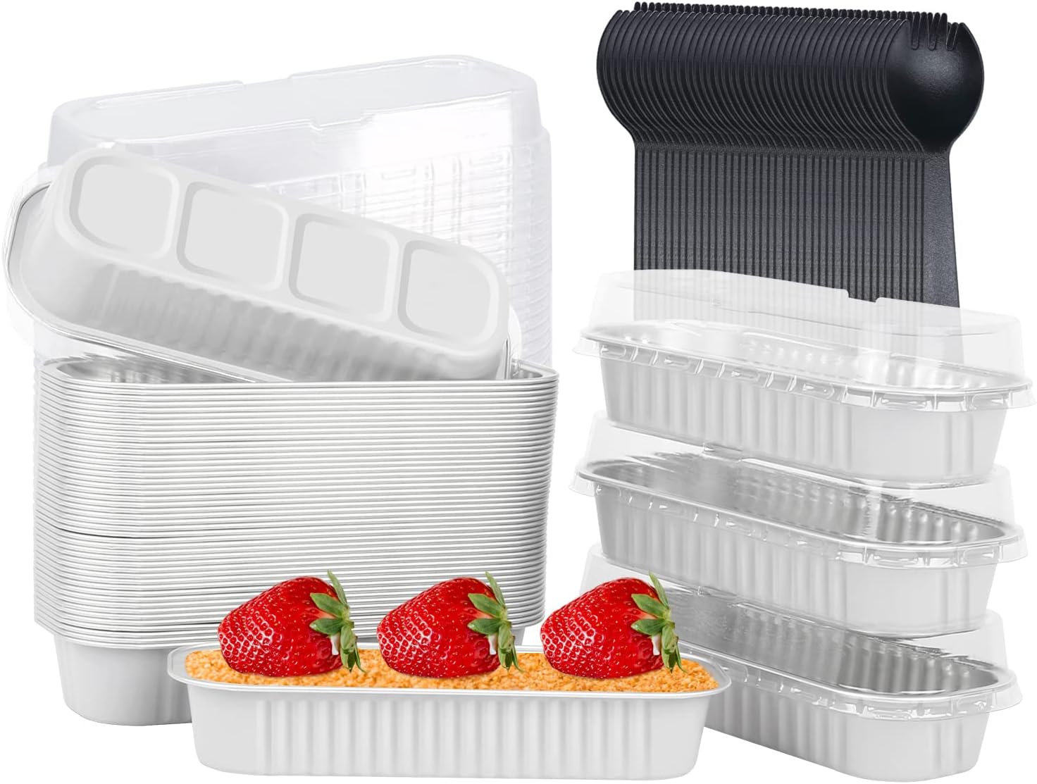 Mini Loaf Baking Pans With Lids 50 Pack,LNYZQUS 6.8oz