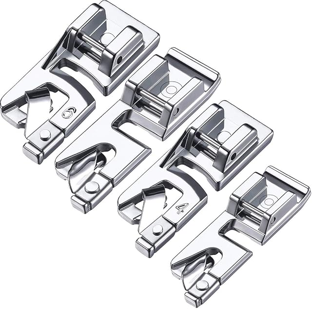 4 Pcs Hem Foot, Narrow Rolled Hem Foot Sewing Machine Hemmer Presser Foot Set Low Shank Sewing Machine Feet for Household Multi-Function Sewing Machines