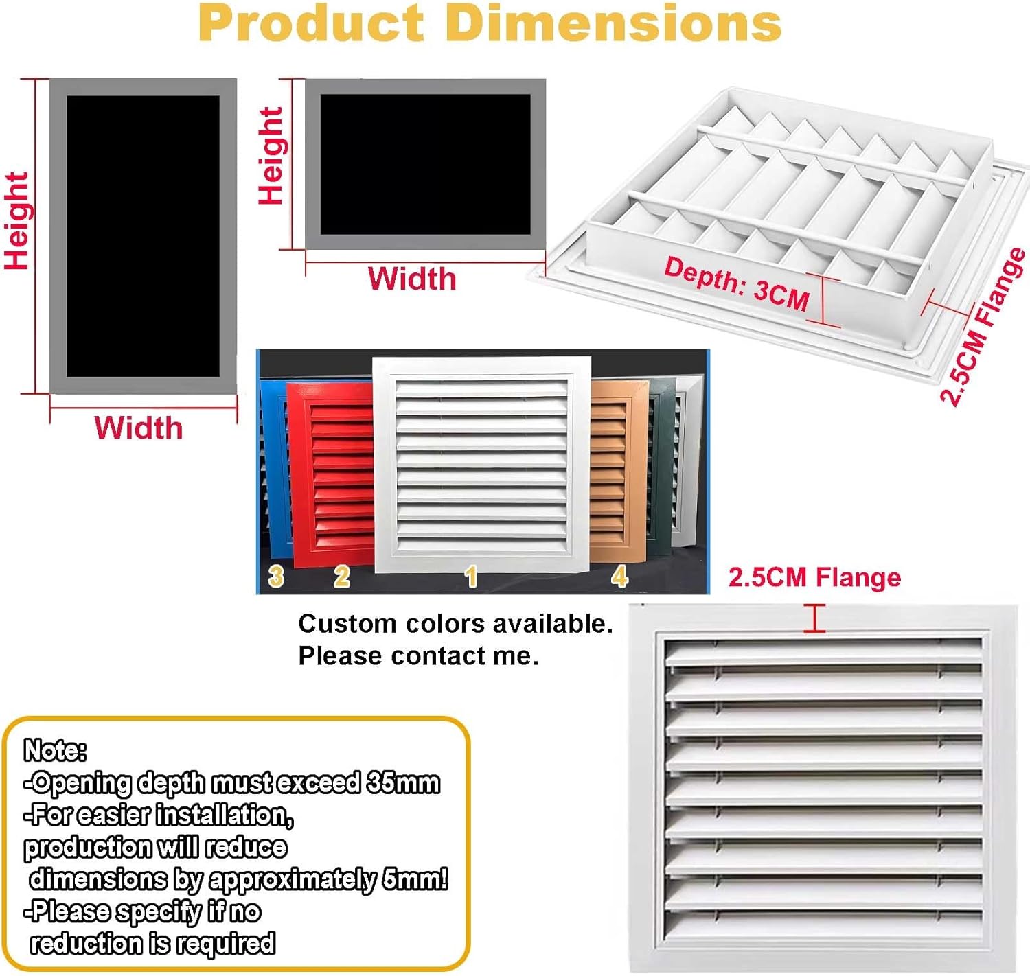 Gable Vent Aluminum Gable Vents with Replaceable Screen,for Home Garage Attic Ceiling - Vent Opening,Louvered Attic & Shed Vent for Exterior Doors, Walls, House(Gray,24x24in)