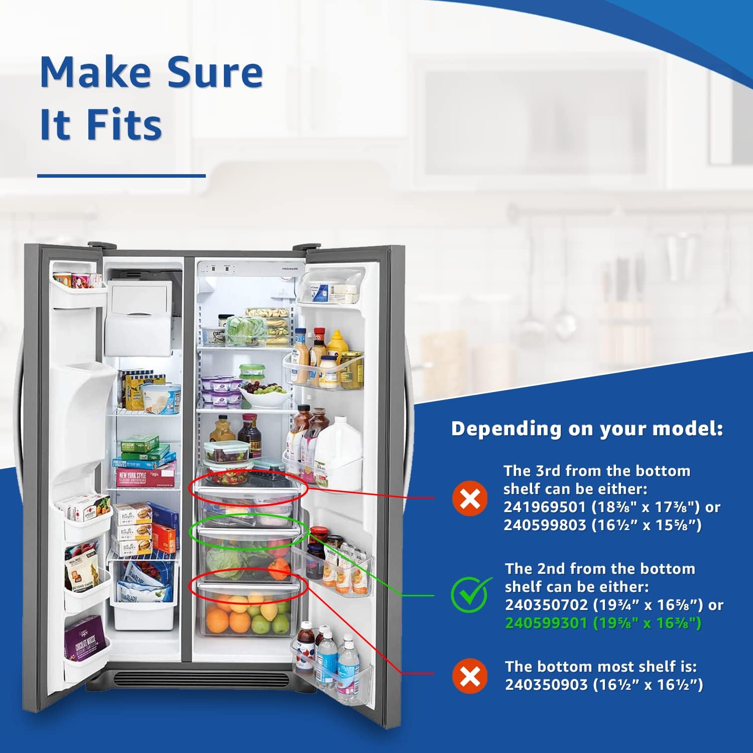 UPGRADED Lifetime Appliance 240599301 Upper Crisper Pan Cover Compatible with Frigidaire Refrigerator