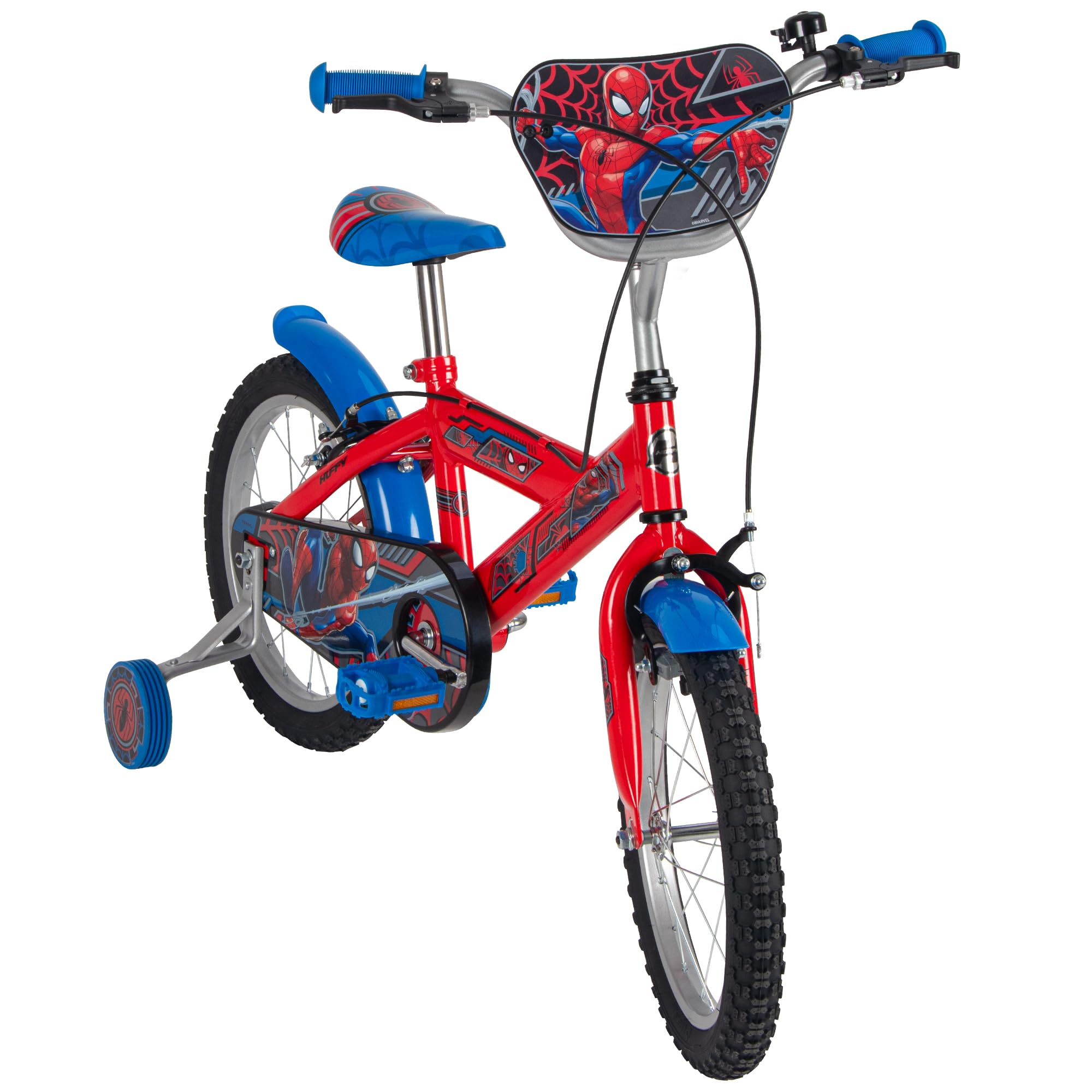 Huffy Marvel Spider-Man Bike 12 Zoll und 14 Zoll Kinderfahrrad für Kinder von 3 bis 9 Jahren, Dual-Felgenbremsen, abnehmbare Stabilisatoren, Verstellbarer Sitz, Rot