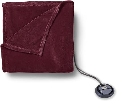 Sunbeam Microplush Soft Queen Electric Heated Blanket with Two Digital Controllers, 10 Heat Settings 10 Hours Auto-Off, RED - QUEEN