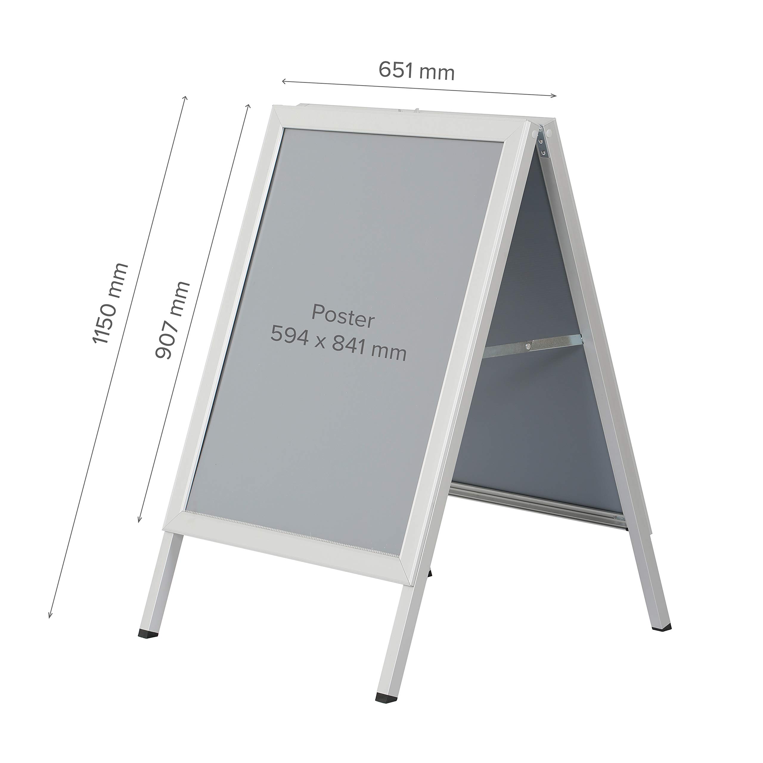Kundenstopper Slide In DIN A1 in silber | Doppelseitiger Plakatständer mit Einschubrahmen