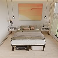 Vista 70 de Base de cama tamaño Queen de 12 pulgadas, no necesita somier, base de colchón de plataforma de metal resistente con listones de acero