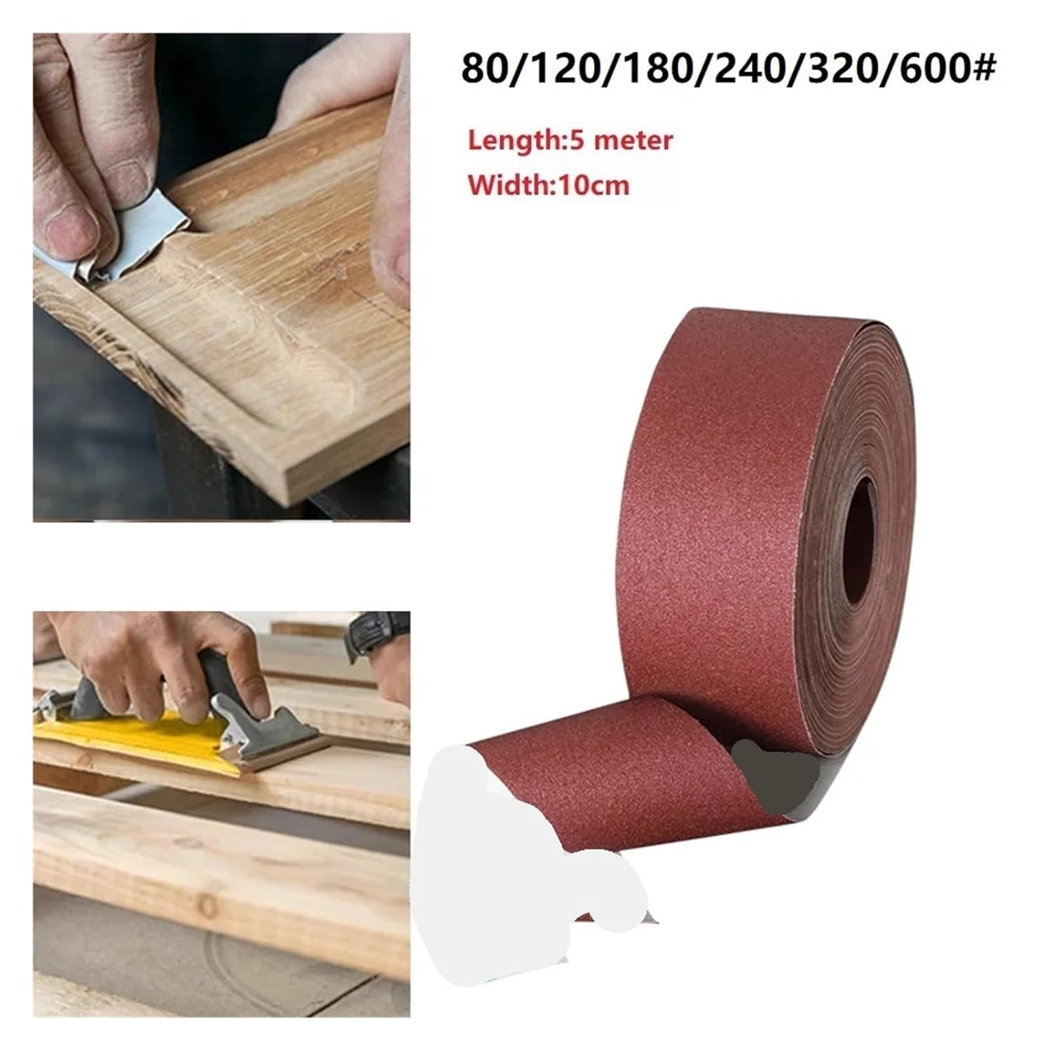 1 Roll 5M Abrasive Cloth Polishing Sandpaper for Grinding Tools 80/120/180/240/320/600 Grits(240)