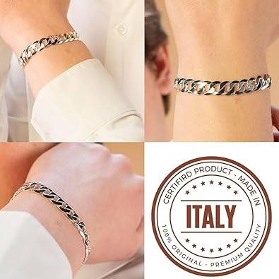 QUADRI Mens Bracelets for Men - 925 Sterling Silvert - men's jewellery