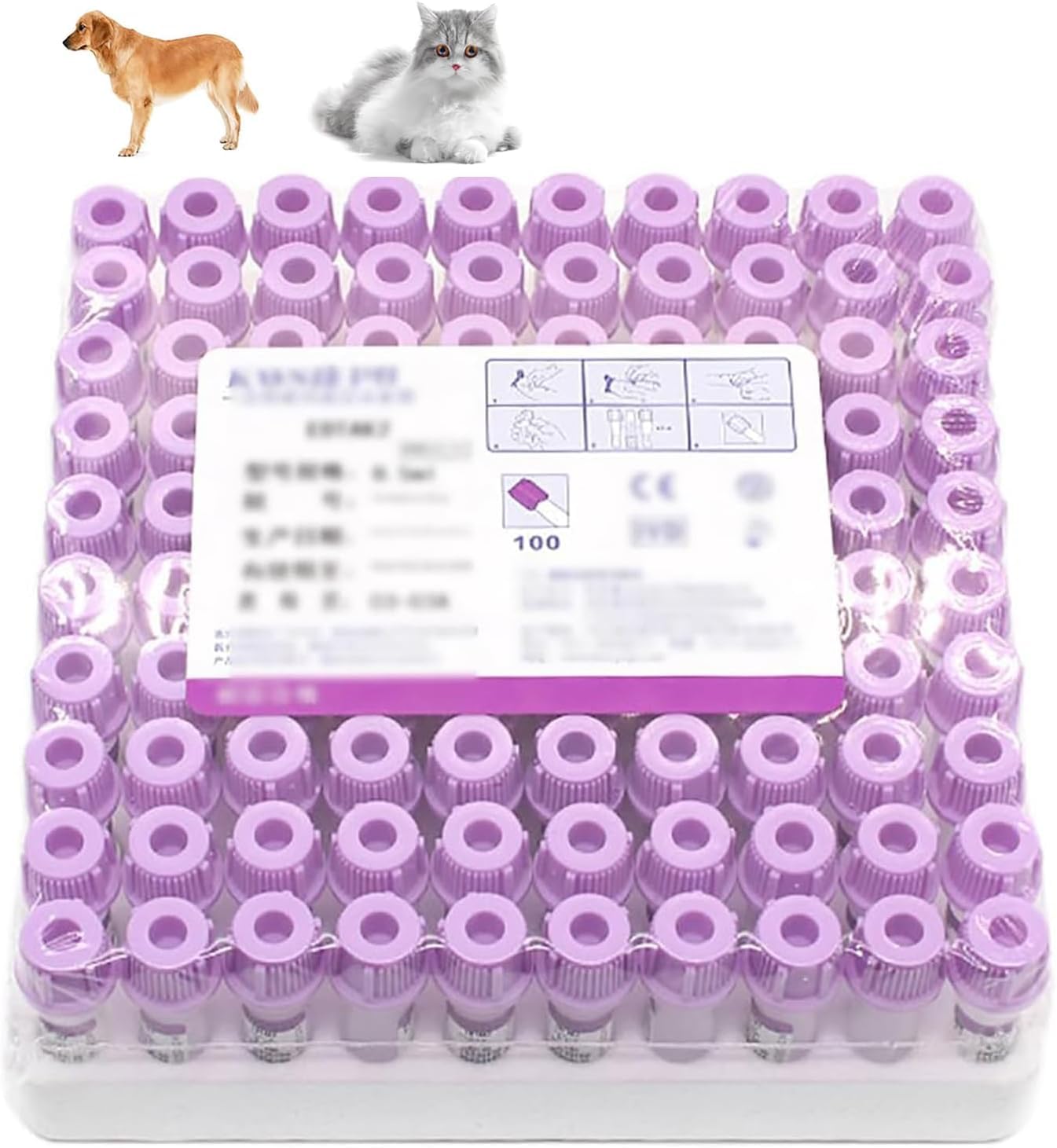 100 szt. 0,5 ml próżniowe probówki do pobierania krwi, plastikowe rurki EDTA, zestaw do pobierania krwi żylnej, laboratoryjne probówki krwi, do szpitali dla zwierząt domowych