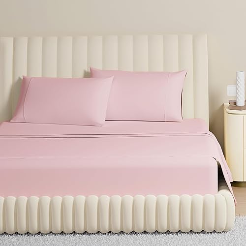 Carressa Linen Juego de sábanas de algodón egipcio suave de fibra larga de 800 hilos, juego de 4 piezas, sábanas matrimoniales, hasta 17 pulgadas de