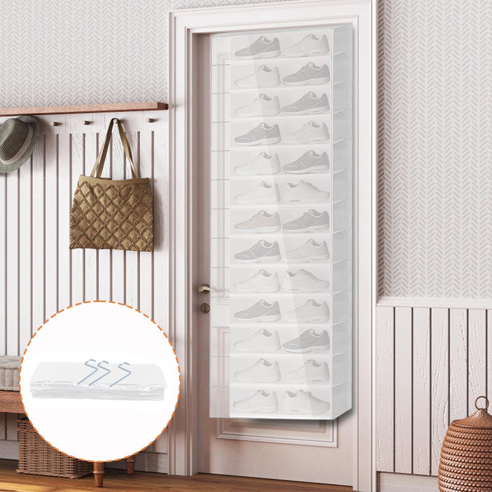 Organizador De Zapatos Para Puerta 26 Bolsillos Ahorro De Espacio | Colgable Y Plegable Para Calzado Botas Zapatillas De Entrada Y Dormitorio