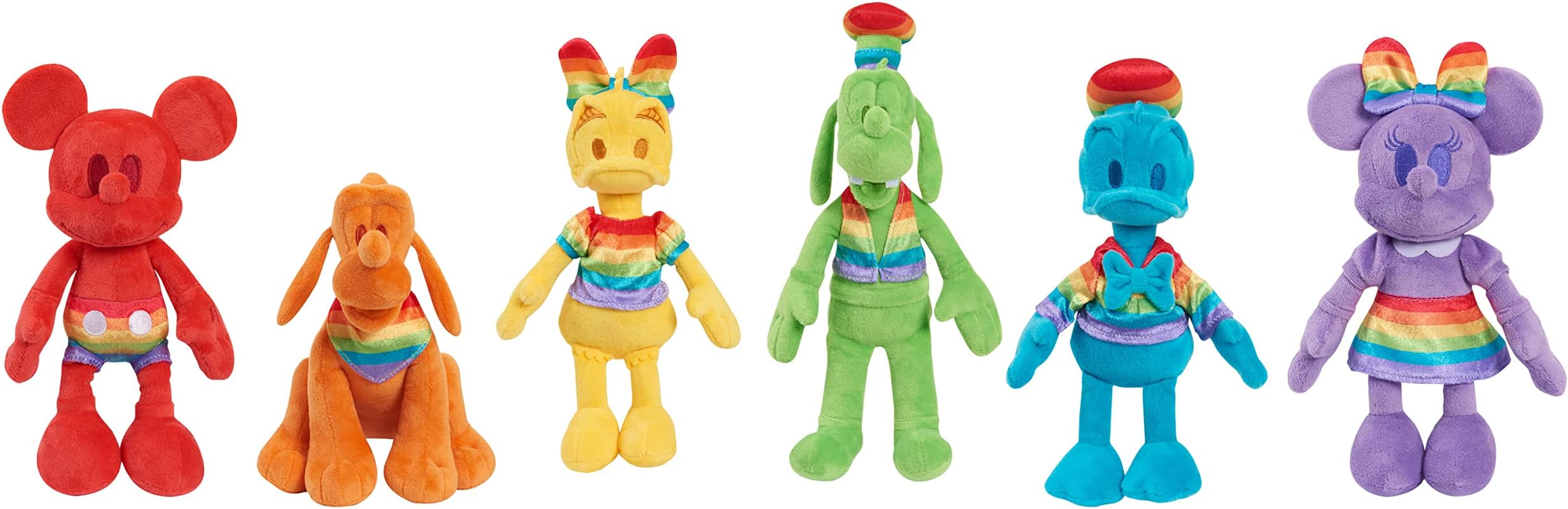 Disney Classic 6-pack Pride Collection Plush Stuffed Animal Set, 9-inch tall Soft Plushies, Kids Toys for Ages 2 Up by Just Play
