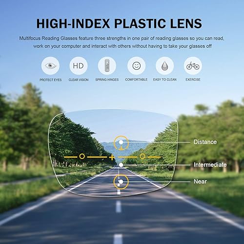 Miniatura 5 de Eyekepper Gafas de lectura progresivas multifocal, bloqueo de luz azul, para hombres, sin línea, multifocales, Gris-mr005n