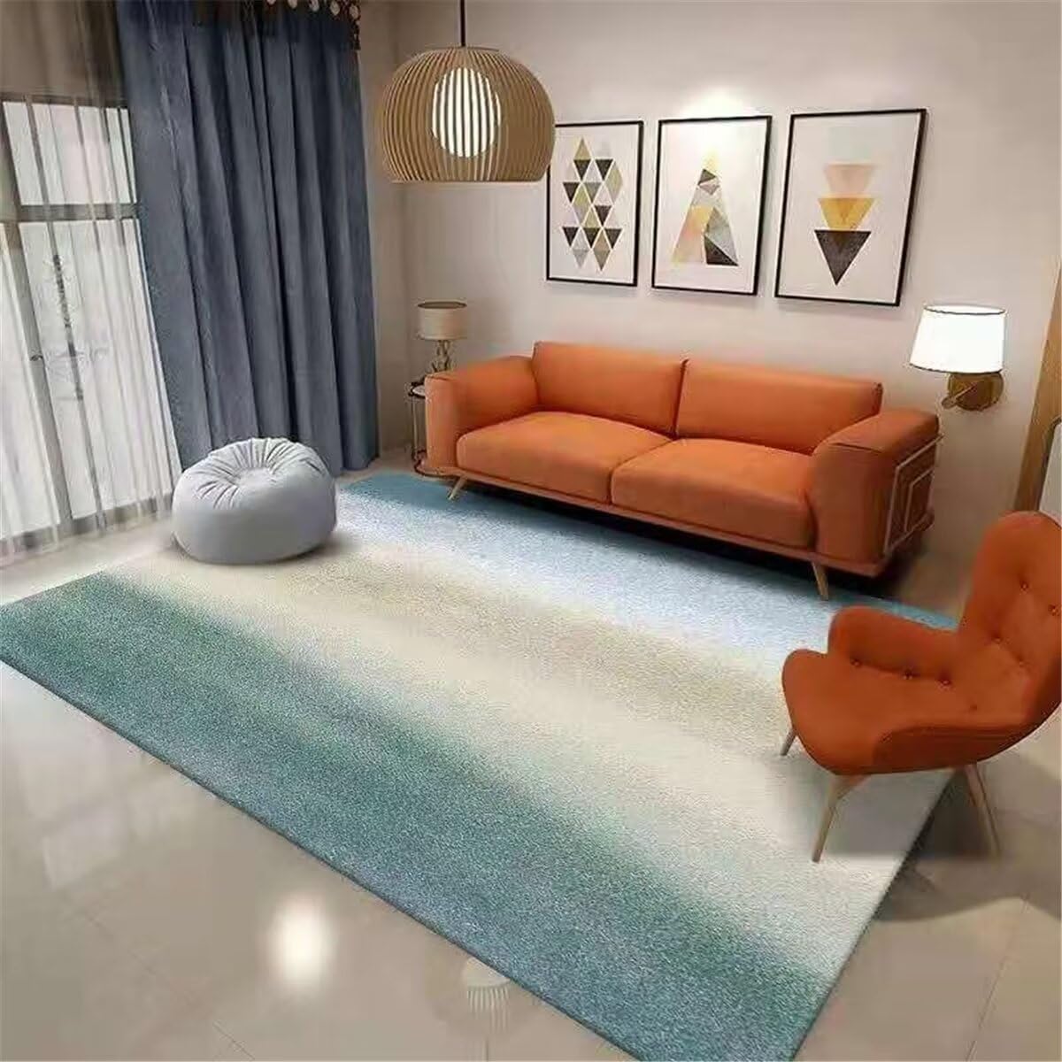 Tapis chambre fille ado bleu minimaliste et lavable 80X150CM