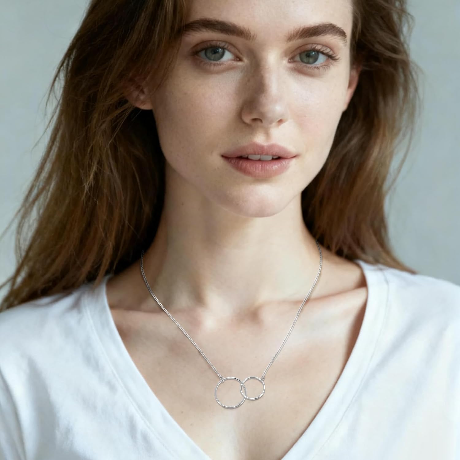 Interlocking Circles Necklace Gift for Sister, Big Sis Lil Sis Gift, Gifts for Sister from Sisters, Sisterhood Necklace, Best Friend Long Distance Birthday Jewelry Gifts for Her - Image 2