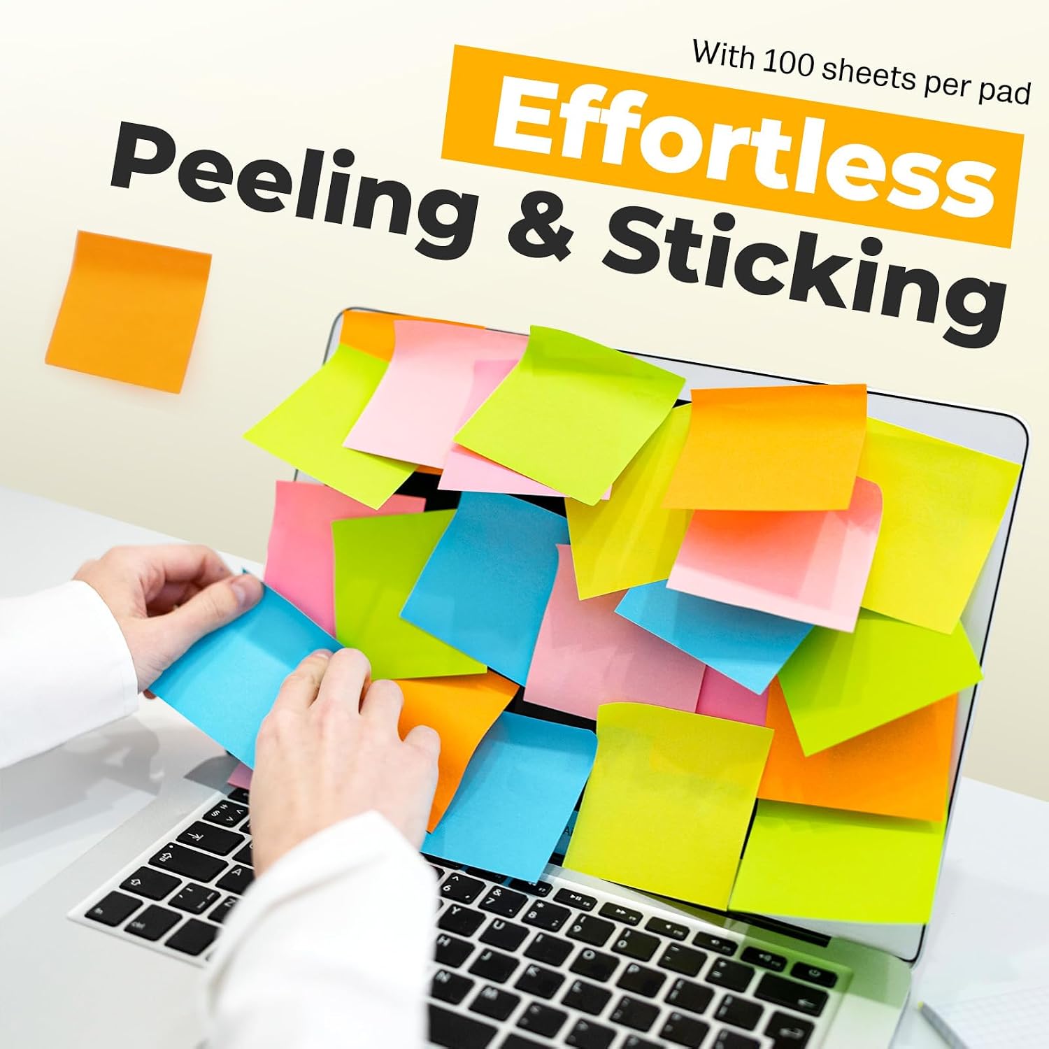 Sticky Notes 3x3 Inches, Bright Colors Self-Stick Pads, Easy to Post for Home, Office, Notebook,100 Sheets/pad (8 Pads) image 4