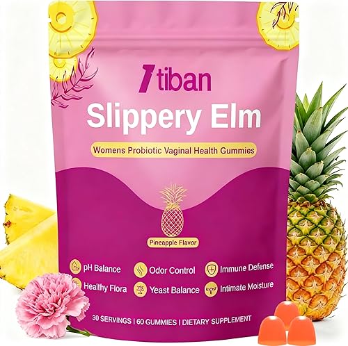 Slippery Elm - Gomitas de humedad probióticas femeninas, equilibrio de pH, flora vaginal, salud del olor con Bacillus coagulans, delicioso sabor a