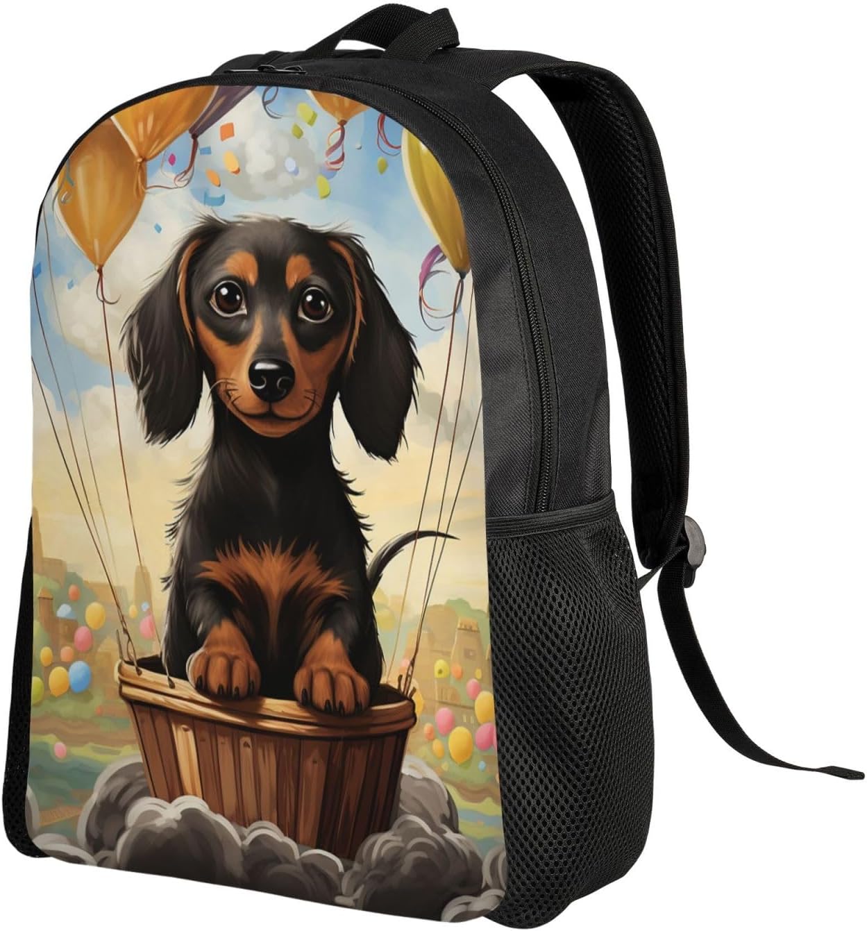dachshund hot air balloon Backpack Lightweight Bookbag 16 Inch image 2