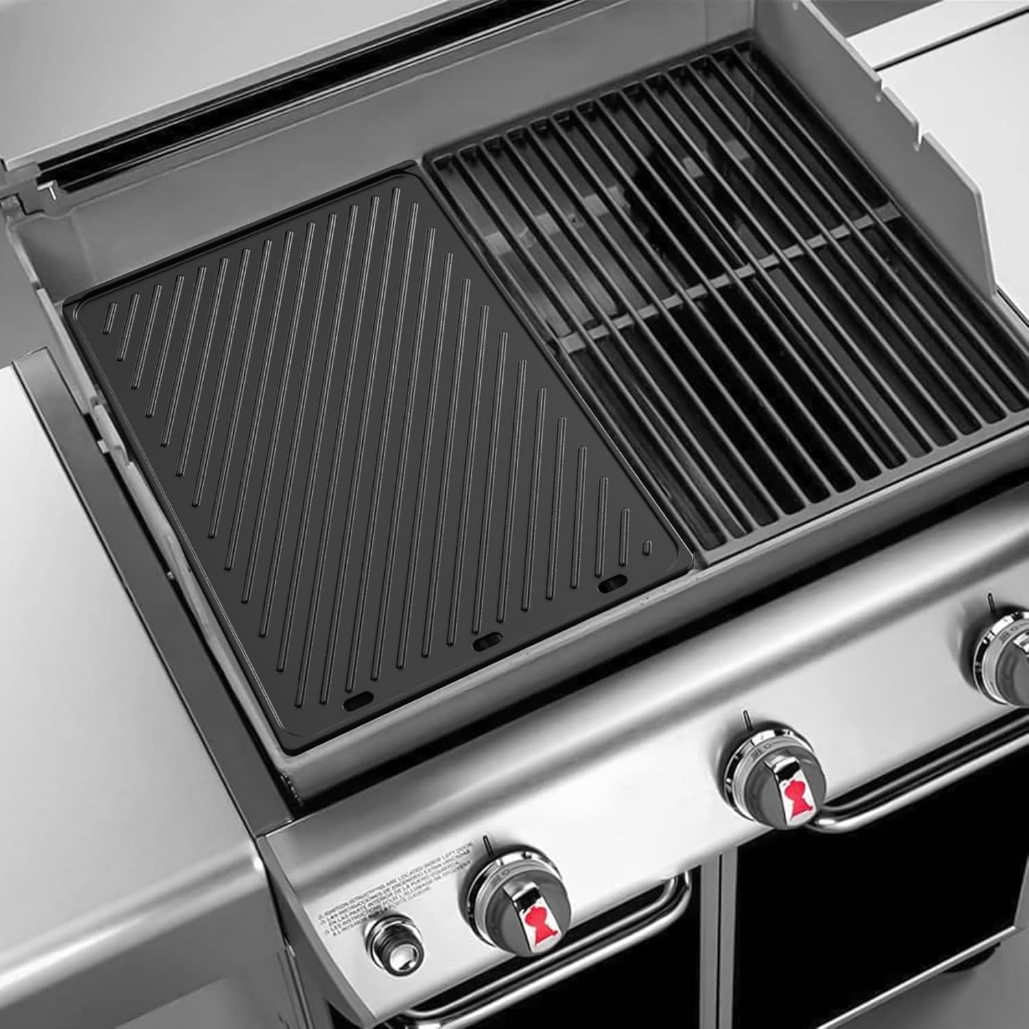 Onlyfire Reversible Cast Iron Cooking Griddle for Weber Genesis 300 Series Gas Grills, Replacement Parts for Weber 7528/7524