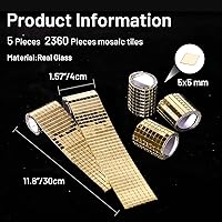 Vista 3 de PP OPOUNT - 2,360 azulejos de mosaico autoadhesivos, dorados, de discoteca, cuadrados y de vidrio para decoración de manualidades, bola de Oro