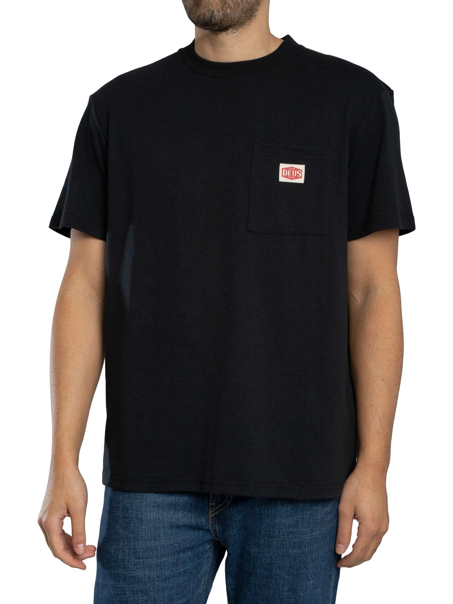 Deus Ex Machina Men's Parts & Service Pocket T-Shirt, Black, S
