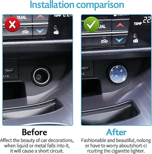 Vista 15 de Amiss Bling - Cubierta para enchufe de encendedor de cigarrillos de automóvil, enchufe a prueba de polvo, decoración interior de coche de cristal Oro