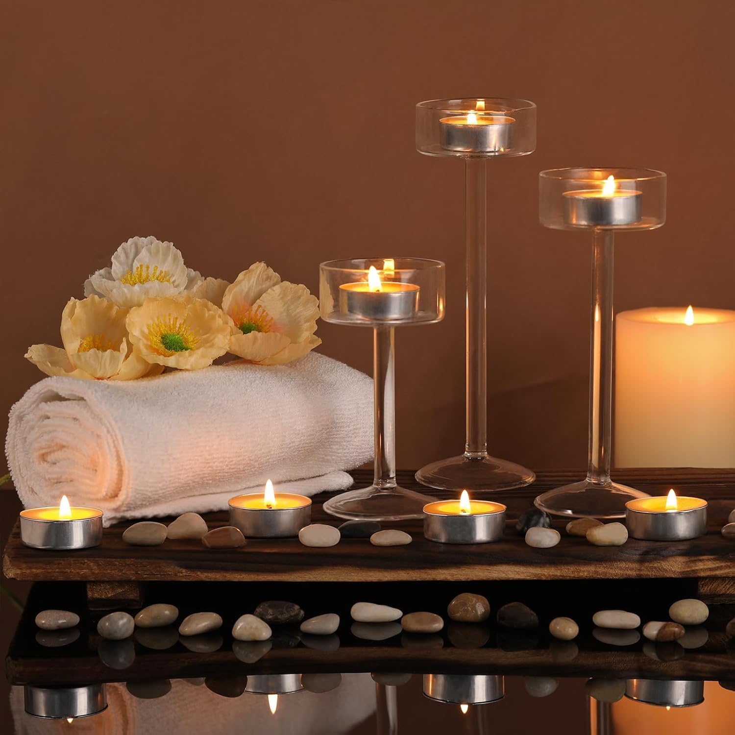 LETINE Confezione da 24 candele di cera d'api – Candele in cera d'api pura tealight, senza profumo, senza fumo e pulito, con oltre 4 ore di durata