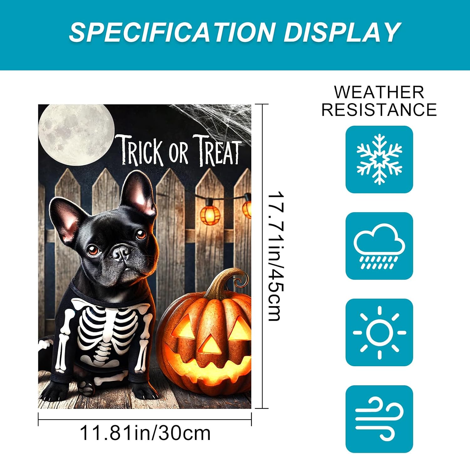 BlissYard Halloween Garden Flag Dog Trick Treat 12x18 Inch Polyester image 3
